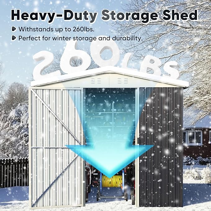 Quictent 8X6 FT Outdoor Metal Storage Shed, Easy Assemble, Lockable Tool Shed Waterproof Shed for Garden, Backyard, Lawn and Patio Scene with Combination Lock,Dark Gray(7.6X6.3 FT Base,No Floor)