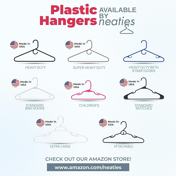 Neaties Heavy Duty Clothes Hangers 100+ Pack (216 Count) – Made in The USA – 8lb Capacity Plastic Hangers for Adult Clothing – Durable for Pants, Coats, Jackets, or Jeans – Mint