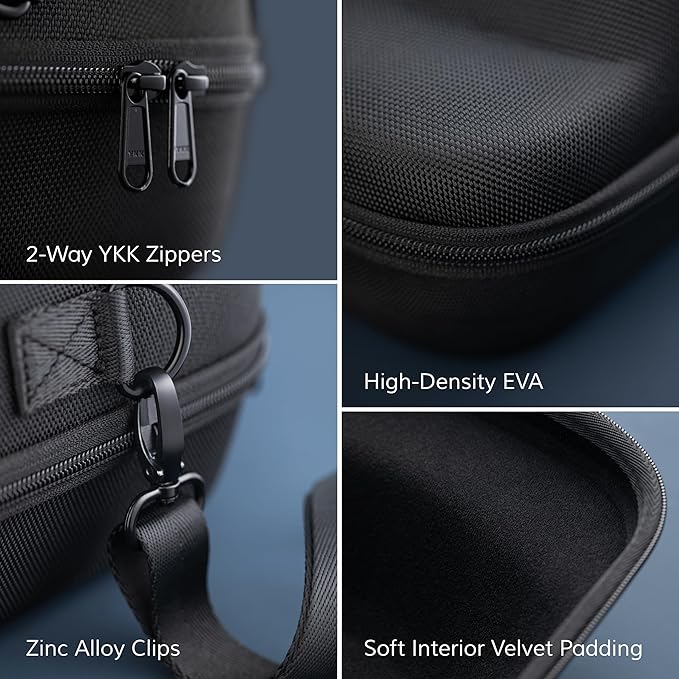 Hard Hat Travel Case – Storage for Baseball Caps with Carrying Handle and Adjustable Shoulder Strap, Hat Organizer Protects up to 6 Hats, for Travel and Home Storage (Blue+Blue)