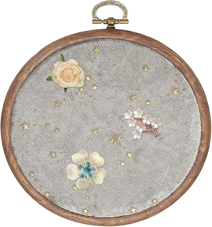 uxcell Round Pin Display Board, Velvet Wall Hanging Brooch Jewelry Display Stand Storage Holder for Enamel Pins Badges Brooches Jewelry, Star & Moon, Silver Gray