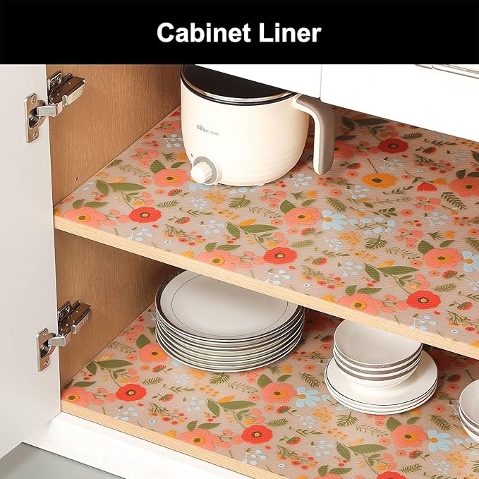Cooyes Shelf Liner – Premium Non-Adhesive Cabinet & Drawer Liner for Kitchen – Waterproof Shelf Paper with Modern Pattern – Durable EVA Cabinet Mat – Easy to Cut (17.5" W x 197" L)