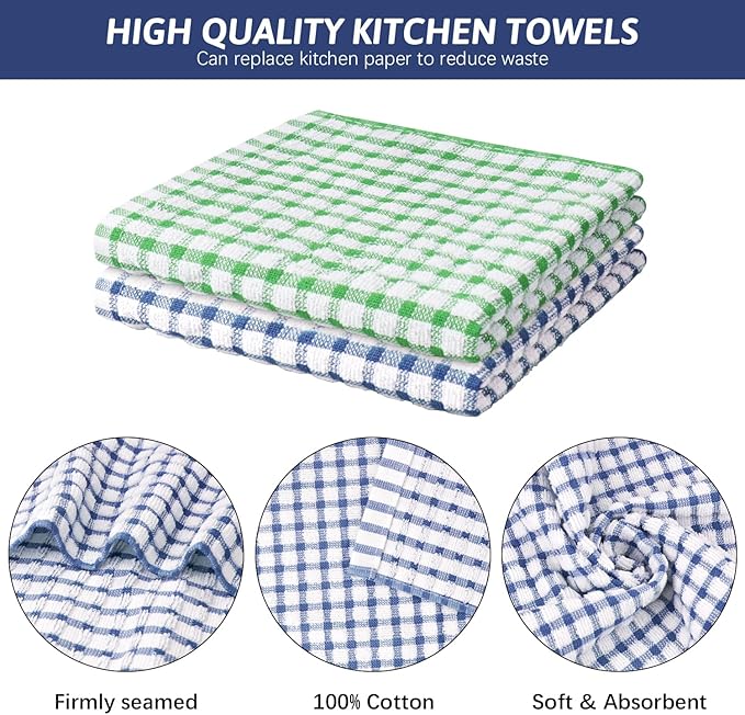 Nialnant 8 Pcs Kitchen Dish Rags,100% Cotton Soft Absorbent Quick Drying Dish Cloths for Kitchen,Washing Dishes,Cleaning rags-11 x 11In