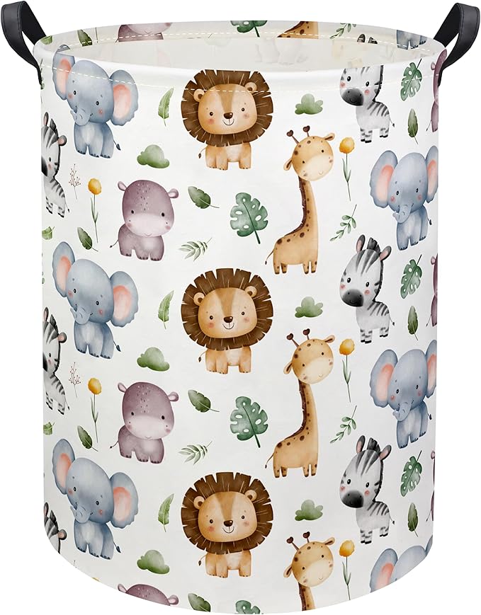 HIYAGON Baby Laundry Hamper Basket Baby Hamper for Nursery Boy and Girl Cute Kids Toys Storage Bin Organizer Animal Room Decor(Animal)
