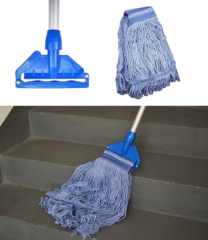 Mop Head Replacement Commercial Heavy Duty String Blue Wet Mop Heads for 3 Typs Commercial Mop Handle(3,Large)