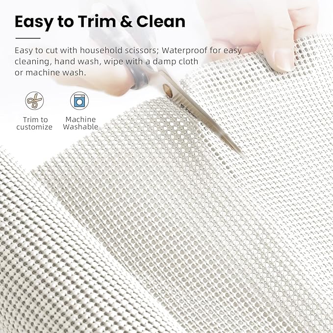 BAGAIL Drawer and Shelf Liner, 17.5 in X 20 Ft Non-Adhesive Shelf Liners for Kitchen Cabinets, Thick Strong Grip Liners for Desk, Shelves, Bathroom Drawers, Cabinet Protection - White