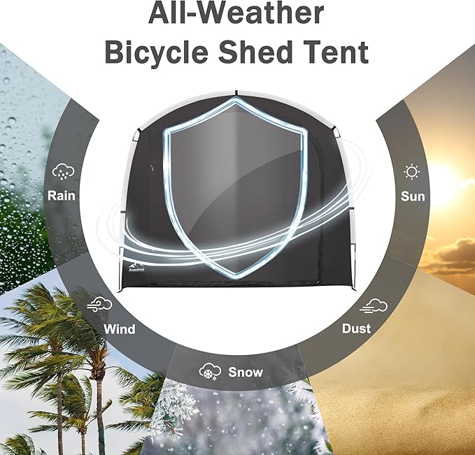 Bike Storage Shed Tent, Outdoor Bicycle Storage Shed, Waterproof Portable Bike Covers Shelter, 7.2x4.9x6.1ft Large Garage Tent for Motorcycle, Garden Tools, Lawn Mower