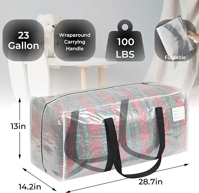 8 Pack Extra Heavy Duty Large Moving Bags with Comfortable Handle & Strong Zipper,Storage Totes for Space Saving Moving Storage College Supplies Alternative to Moving Box,Clear