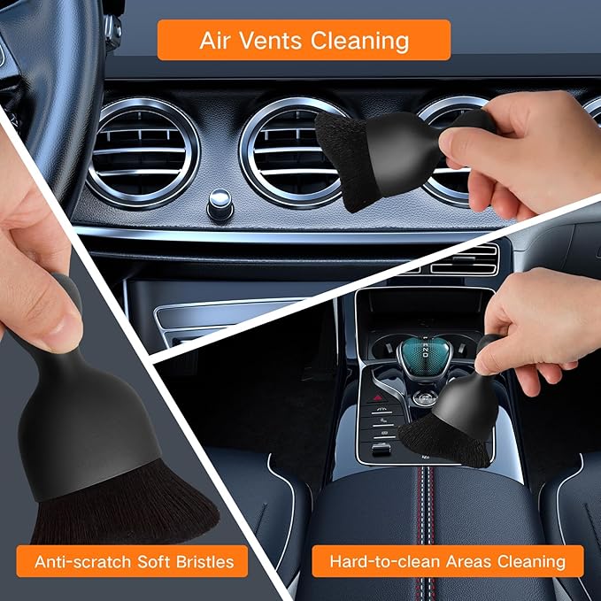 10pcs Windshield Cleaner Tool, Car Window Cleaning Wash Kit with 4 Reusable Microfiber Pads 1 Spray Bottle and Extendable Handle Auto Glass Wiper Kit, Orange