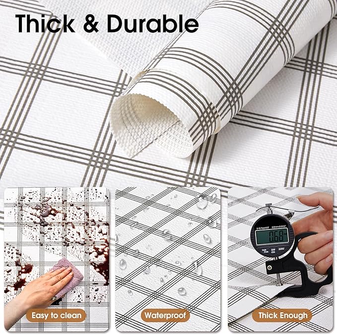 Beautysaid Shelf and Drawer Liner for Kitchen Cabinet, Non Adhesive Non Slip Shelf Paper Waterproof Washable Thickened for Dresser Pantry Shelve Bathroom Protector Liner(Plaid,18 in x 20 FT)