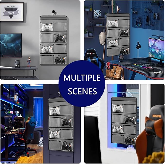 Hanging Controller Holder Classroom Headset Headphone Storage Bag Switch Game Organizer for Gaming Accessories Electronic Supplies X-box PS5 PS4 (8 Pockets)