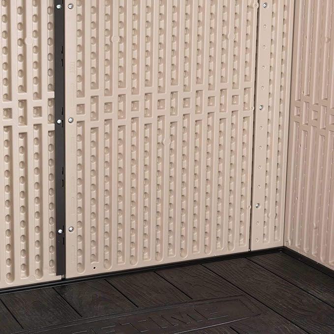 Lifetime Vertical Storage Shed, Desert Sand, Resin Outdoor Tool Shed with Lockable Doors and Weather-Resistant Panels