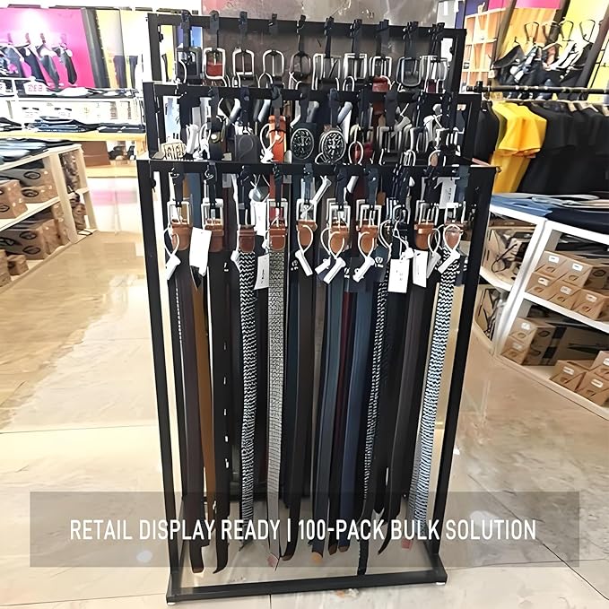 100 Pack Belt Hangers, Space Saving Organizer for Belts, Ties, Scarves - Closet and Store Display Accessories