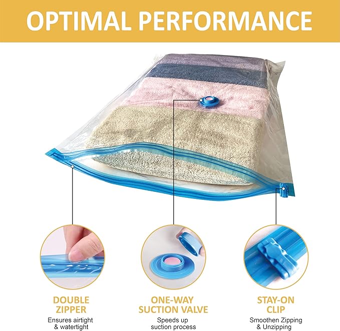 10 Medium Vaccum Storage Bags, Space Saver Vacuum Storage Bags Medium, Space Bags, Compression Vacuum Sealer for Clothes