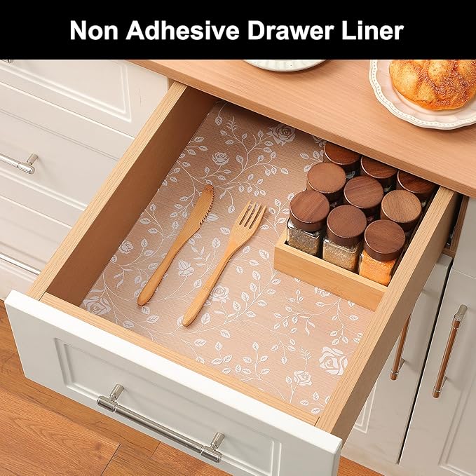 Cooyes Shelf Liner – Premium Non-Adhesive Cabinet & Drawer Liner for Kitchen – Waterproof Shelf Paper with Modern Pattern – Durable EVA Cabinet Mat – Easy to Cut （12" W x 360" L）