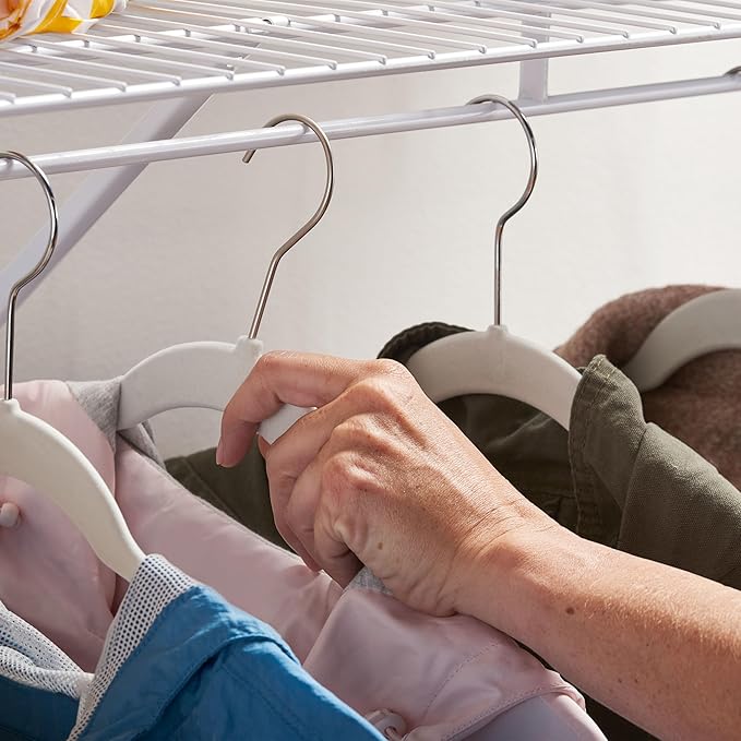 Rubbermaid Full Closet Organization Shelf System, Direct Wall Mount, Adjustable from 3-5 Ft., Mounting Hardware Kit Included, White, Wire Shelving Organizer System for Home/Laundry/Mudroom/Pantry