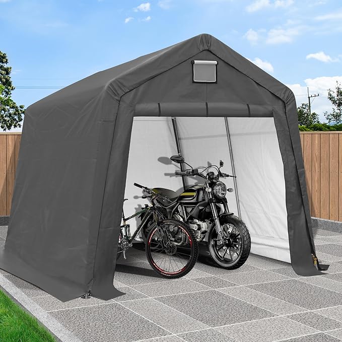 GARTOO 10' x 10' Outdoor Storage Shelter - Heavy Duty Storage Tent with Roll-up Ventilated Windows, Portable Garage Zipper Storage shed for Bike, Motorcycle Shelter, ATV, Weeding Tools