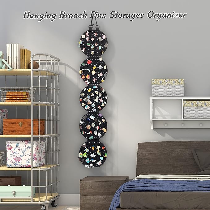 Hanging Enamel Lapel Pin Display Panels Organizer With 5 Loose-leaf Board Pieces, Brooch Pin Enamel Pin Display Pages, Badge Collection Display Holder Holds At Least 120 Pins.(Pins Not Included)