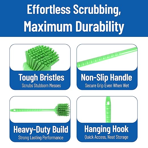 SPARTA 40501EC75 Plastic Large Scrub Brush, Kitchen Brush, Utility Brush With Long Handle For Cleaning, 20 Inches, Lime