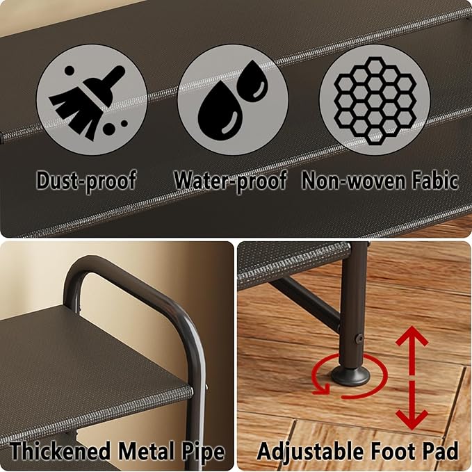 Shoe Rack 2 Tier Long Storage Organizer Wide Metal Shoe Shelf for Closet Entryway Black