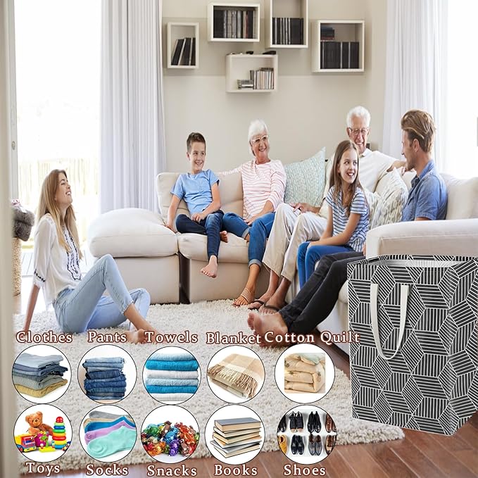 Waterproof Laundry Hamper 75L Collapsible Laundry Basket Extended Cotton Handle Laundry Bag Large Clothes Storage Toy Organization for Bathroom Bedroom Laundryroom College Dorms
