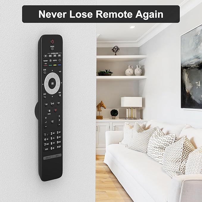 Magnetic Remote Control Holder Wall Mount, 4 Pack TV Remote Control Holder for Fan/Air Conditioner, Self-Adhesive Bedside Caddy for TV Backside/Bedroom/Office/RV Home Organizer Storage(Black)
