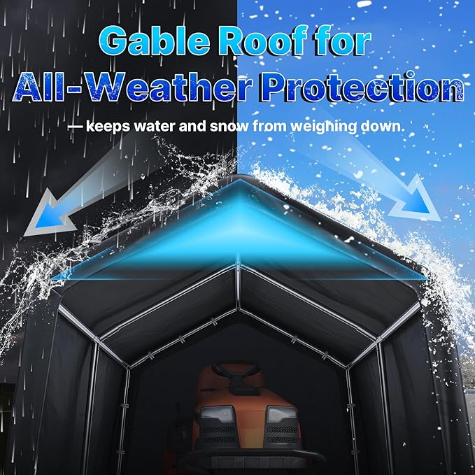 ADVANCE OUTDOOR 10x10 ft Heavy Duty Outdoor Patio Portable Canopy Storage Shelter Shed Carport with 2 Roll up Zipper Doors & Vents for Snowmobile Garden Tools, Gray