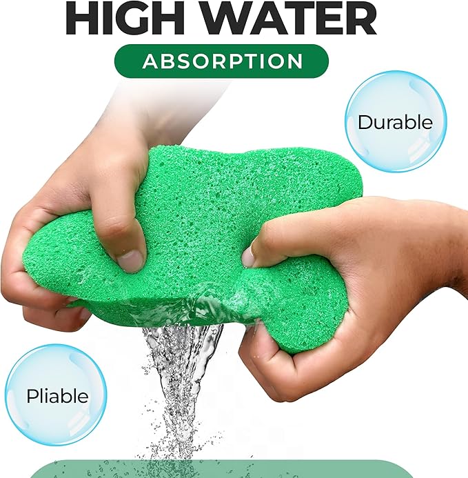 Multi-Purpose Sponges for Cleaning - Green 4 Pack, Large Sponges for Car Washing, Tile & Grout, All Purpose Cleaning