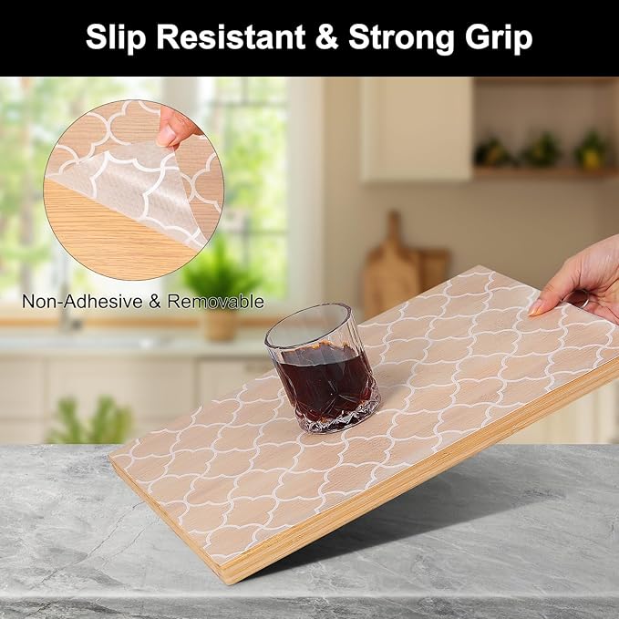 Cooyes Shelf Liner – Premium Non-Adhesive Cabinet & Drawer Liner for Kitchen – Waterproof Shelf Paper with Modern Pattern – Durable EVA Cabinet Mat – Easy to Cut (17.5" W x 197" L)