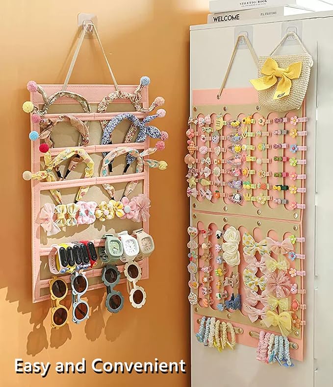 2 Pack Hair Bows Holder,Hair Clips Storage Hanger Large Capacity,Hair Bows Organizer Wall Hanging for Girl Room,Hair Accessories Organizer（White）