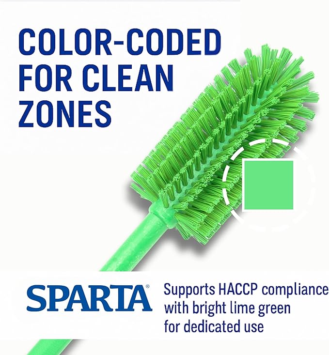 SPARTA Scrub Brush Bottle Brush, Dishwasher Safe Brush with Hanging Hole for Cleaning, Plastic, 16 Inches, Lime, (Pack of 4)