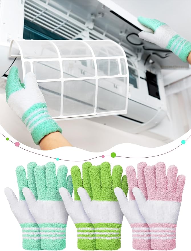 Patelai 3 Pairs Microfiber Plant Dusting Gloves Leaf Cleaning Gloves for Indoor Plants, Blinds, Furniture, House(Yellow, Blue, Pink, White,Small)