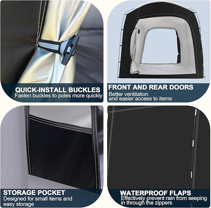 Bike Storage Tent,for 2-10 Bikes, 118 x 86 x 72 in Outdoor Portable Bike Storage, 210D Oxford Fabric PU4000 Waterproof, 2 Rolling Doors, for Motorcycles or Large Motorcycles, Without Floor