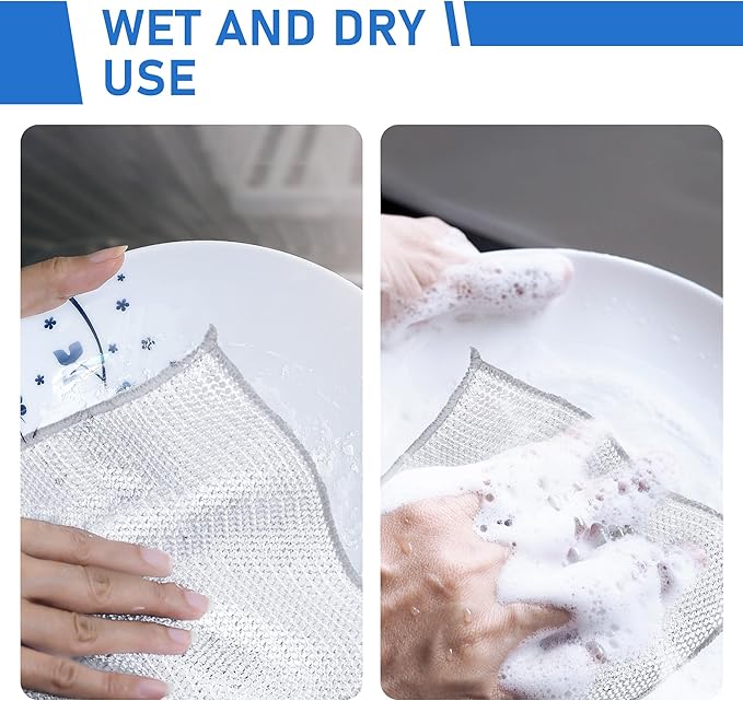 30pcs Set Non-Scratch Steel Wool Dishcloth - Multi-Use Kitchen Scrubbers, Durable Cleaning Pads for Wet & Dry Use White