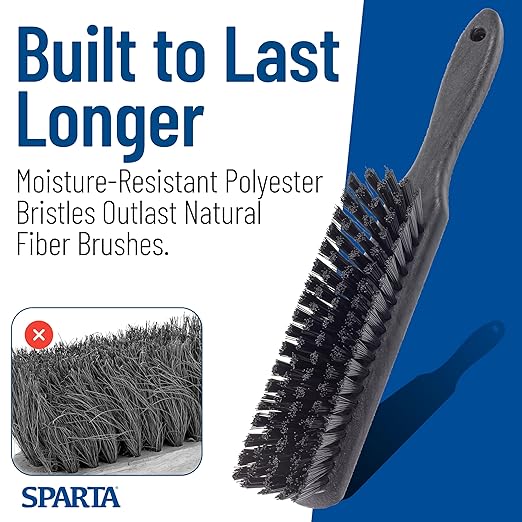 SPARTA Handheld Soft Counter Brush 8 Inch Bristle Span, Multi-Use Dust Brush with 5 Inch Handle for Tables, Countertops, and Delicate Surfaces, Polyester, Black, (Pack of 6)