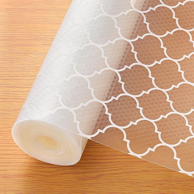 Cooyes Shelf Liner for Kitchen Cabinets – Non-Adhesive Waterproof Drawer Liner – Durable EVA Material Easy-to-Cut Shelf Paper for Refrigerator, Cupboard, Dresser with Modern Pattern