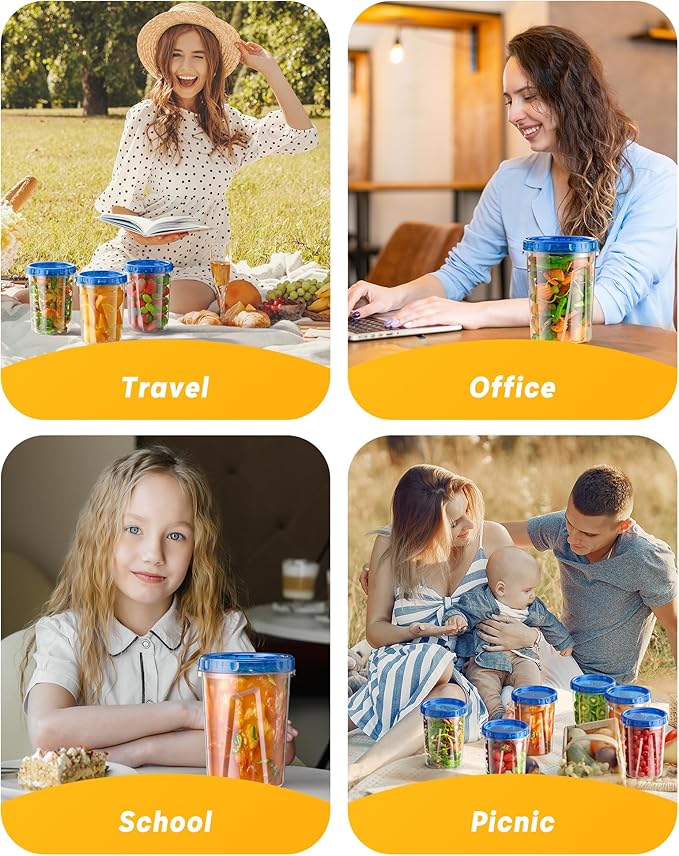 12 Pack-34 oz Freezer Storage Containers, Plastic Food Storage Containers with Twist Top Lids, BPA Free and Reusable Soup Containers with Lids, Leakproof/Microwave/Dishwasher Safe