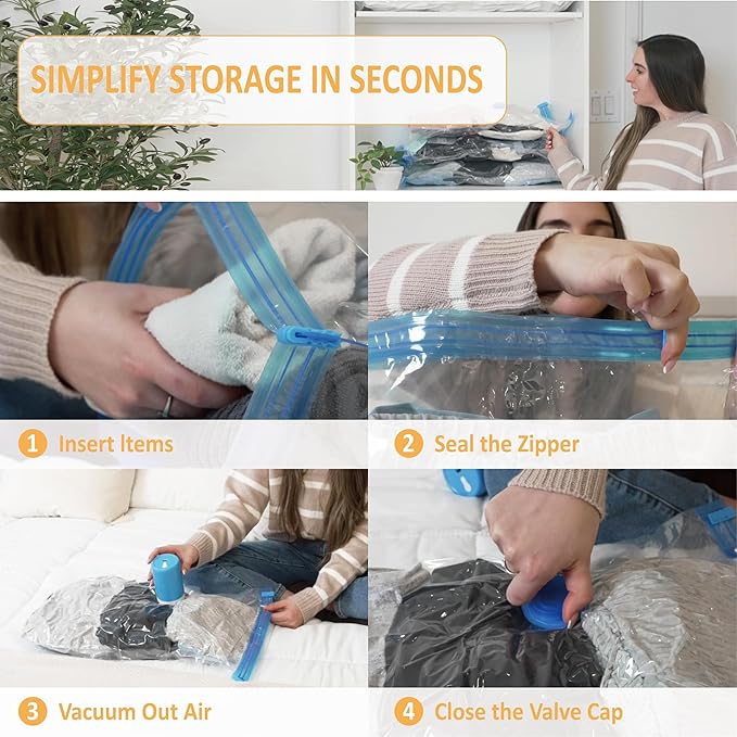 Cozy Essential 22 Pack Vacuum Storage Bags with Portable Rechargeable Wireless Electric Pump, Vacuum Seal Space Saver Bags for Clothing, Pillows, Blanket, Bedding, Comforter