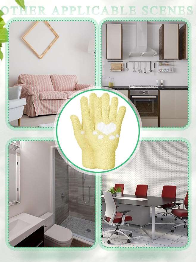Patelai 3 Pairs Microfiber Plant Dusting Gloves Leaf Cleaning Gloves for Indoor Plants, Blinds, Furniture, House(Green, Pink, Grass Green,Medium)