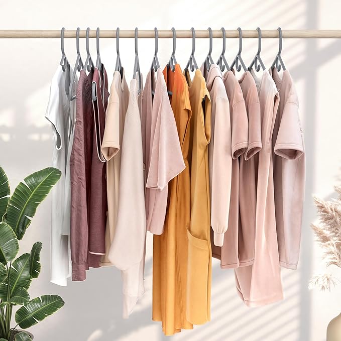 NEATERIZE Ultra Heavy Duty Plastic Clothes Hangers - Grey - Durable Coat, Suit and Clothes Hanger. Perchas De Ropa (38 Pack - Grey)