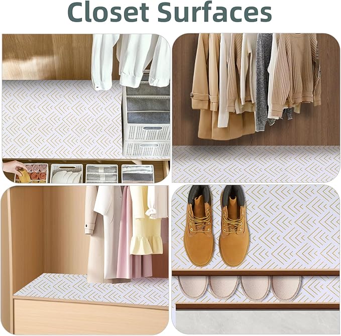 Shelf Liner for Kitchen Cabinets Non Adhesive Drawer Liner Gold Arrow Non-Slip Thickened Shelf Liner Paper Strong Easy to Clean for Tool Box Refrigerator with Knife and Tape Measure 12 inche x 10 feet