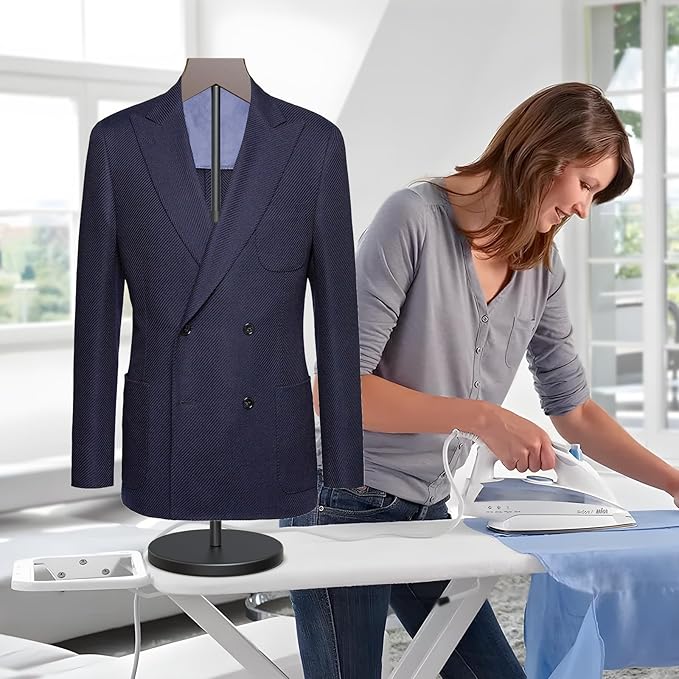 OLV Shirt Display Stand, 18-34 Inch Adjustable Mannequin Stand for Vendors, Mannequin Torso Valet Stand for Shop, Dress Form Steamer Stand for Clothes, Jacket Coat Hanger Stand, Brown