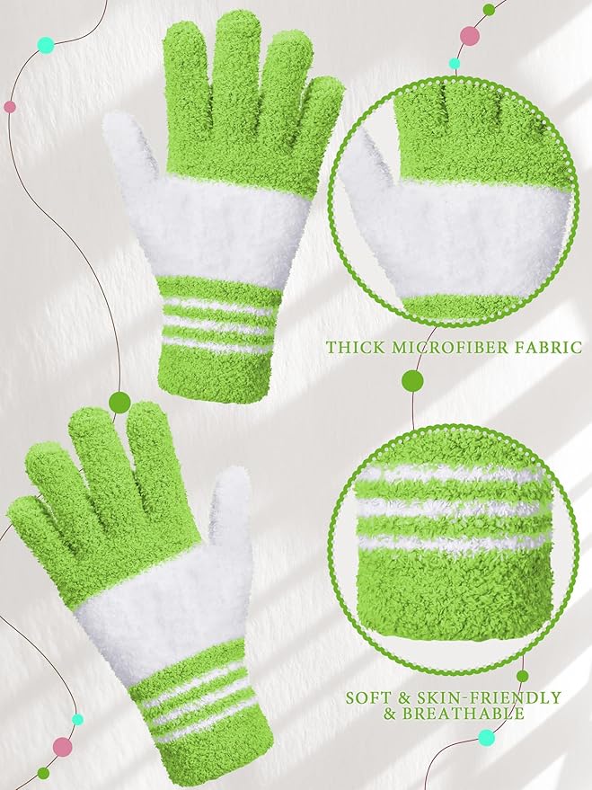 Patelai 3 Pairs Microfiber Plant Dusting Gloves Leaf Cleaning Gloves for Indoor Plants, Blinds, Furniture, House(Yellow, Blue, Pink, White,Small)