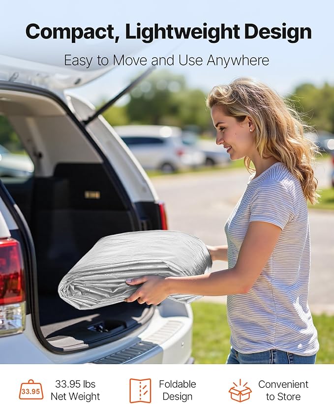 VEVOR Carport Replacement Canopy Cover, 13 x 20 ft Potable Garage Tent Top Tarp with Sidewalls, UV-Resistant & Waterproof, Heavy Duty Car Shelter Tarp with Ball Buggees, Grey, Frame Not Included