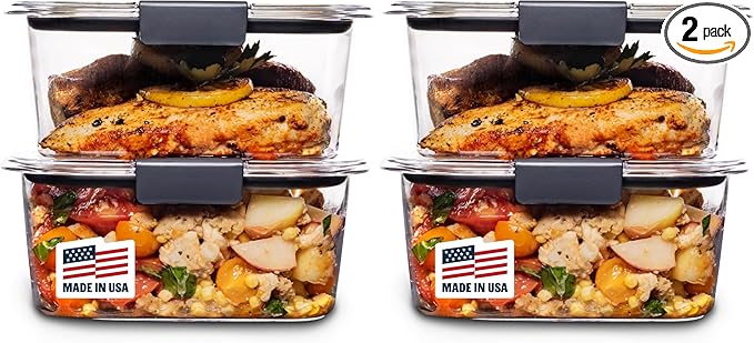 Rubbermaid Brilliance BPA-Free Food Storage Containers, Medium Deep, 4.7 Cup, Airtight & Leak-Proof, Microwave & Dishwasher Safe (Pack of 4)