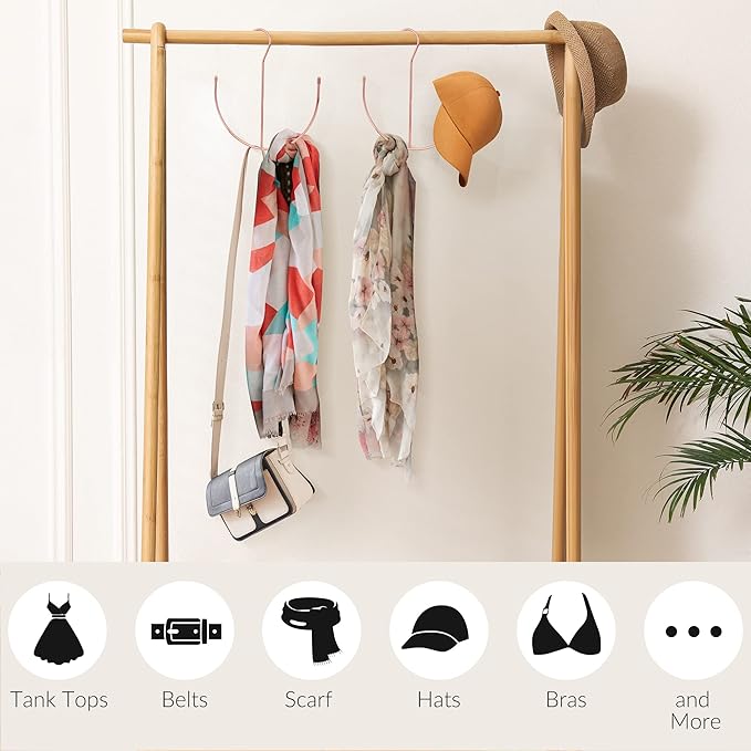 ZEDODIER Belt Hangers, Belt Rack Closet Accessories Organizers, Closet Organizer Hook Rack for Belt, Ties, Scarves, Camisoles, Hats, Bras, Shoes, Rose Gold