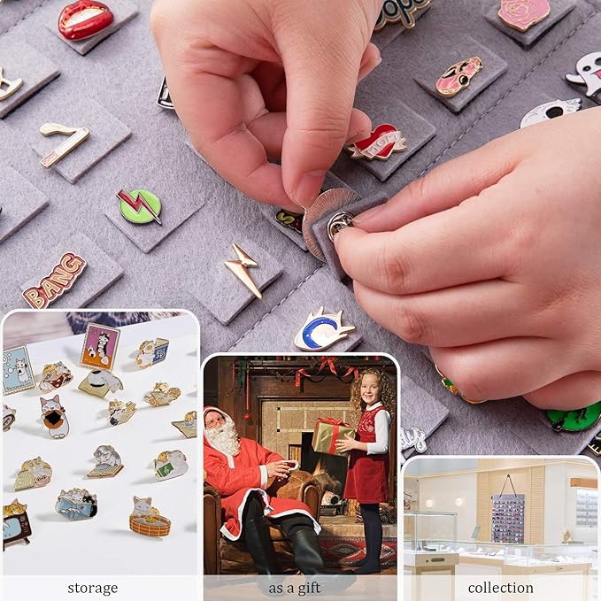 Wall Hanging Pin Display Organizer Brooch Pin Collection Storage Holder for Home Decoration, Holds up to 96 Pins
