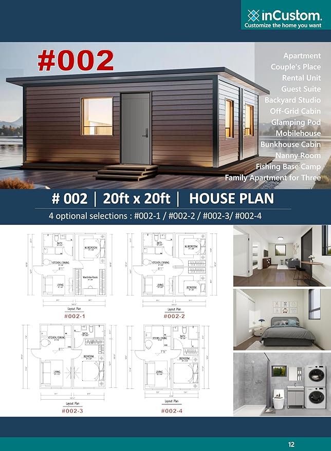 Incustom#004 Plan for Tiny Houses to Live in for Adults prefab Homes Foldable Container Modular Mobile Home casas prefabricadas para Vivir 2 Floors 2 bedrooms