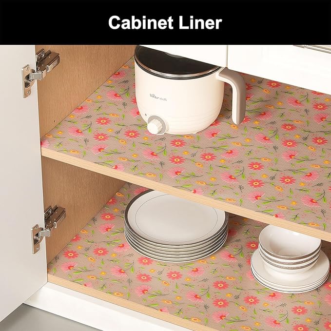 Cooyes Shelf Liner – Premium Non-Adhesive Cabinet & Drawer Liner for Kitchen – Waterproof Shelf Paper with Modern Pattern – Durable EVA Cabinet Mat – Easy to Cut (17.5" W x 197" L)
