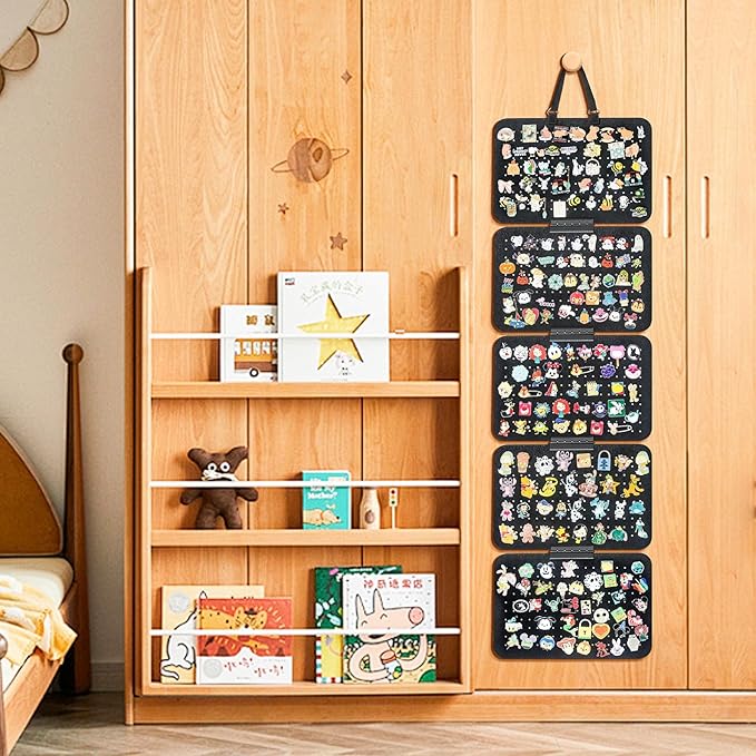 tutata Hanging Enamel Pin Collection Display Panel, Detachable Brooch Pin Pages, Badge Collection Display Holder, Black