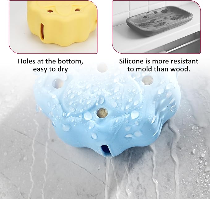 2 Packs Yellow&Blue Silicone Shower Steamer Tray/Holder, Durable Steamer Hanger, Long Lasting Shower Accessories, Aromatherapy Diffuser Containers, Bathroom Accessories for Bathroom Yoga Decor